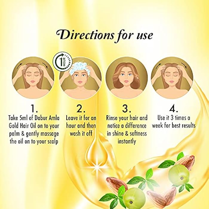 Dabur Amla gold hair oil | with amla, almond & henna | for dry, damaged & chemically treated hair - 180 ml - Image 4